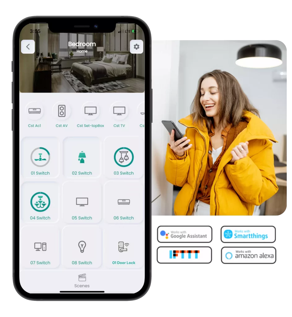 lady using smart node home automation application